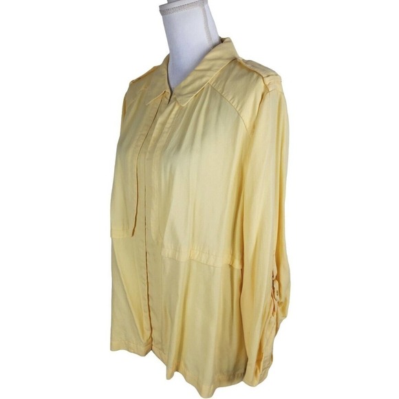 Chico's~Size 3 (XL)~Yellow Unlined Open Front Blazer Collar & Lapels Epaulettess - Picture 5 of 16
